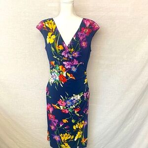 Ralph Lauren Navy Floral Midi Dress